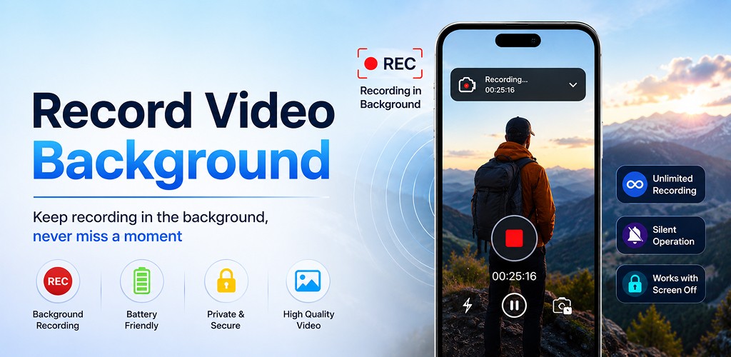 Record Video Background Feature Graphic
